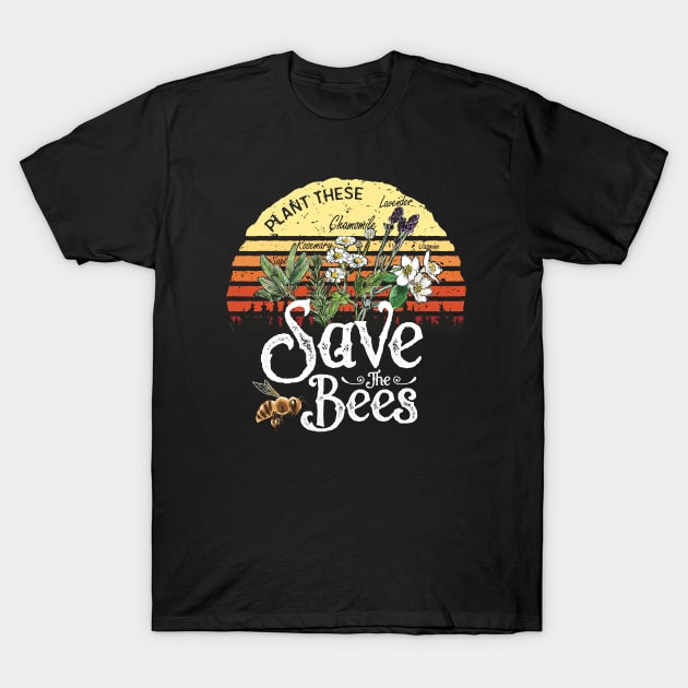 Vintage Plant These Save The Bees Gift T-Shirt by lostrigglatrine